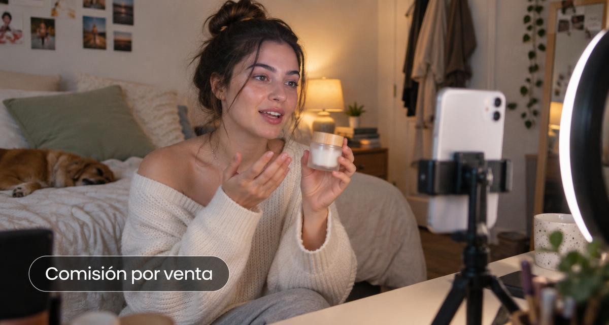 Creadora afiliada grabando un vídeo para el programa de afiliados de TikTok Shop
