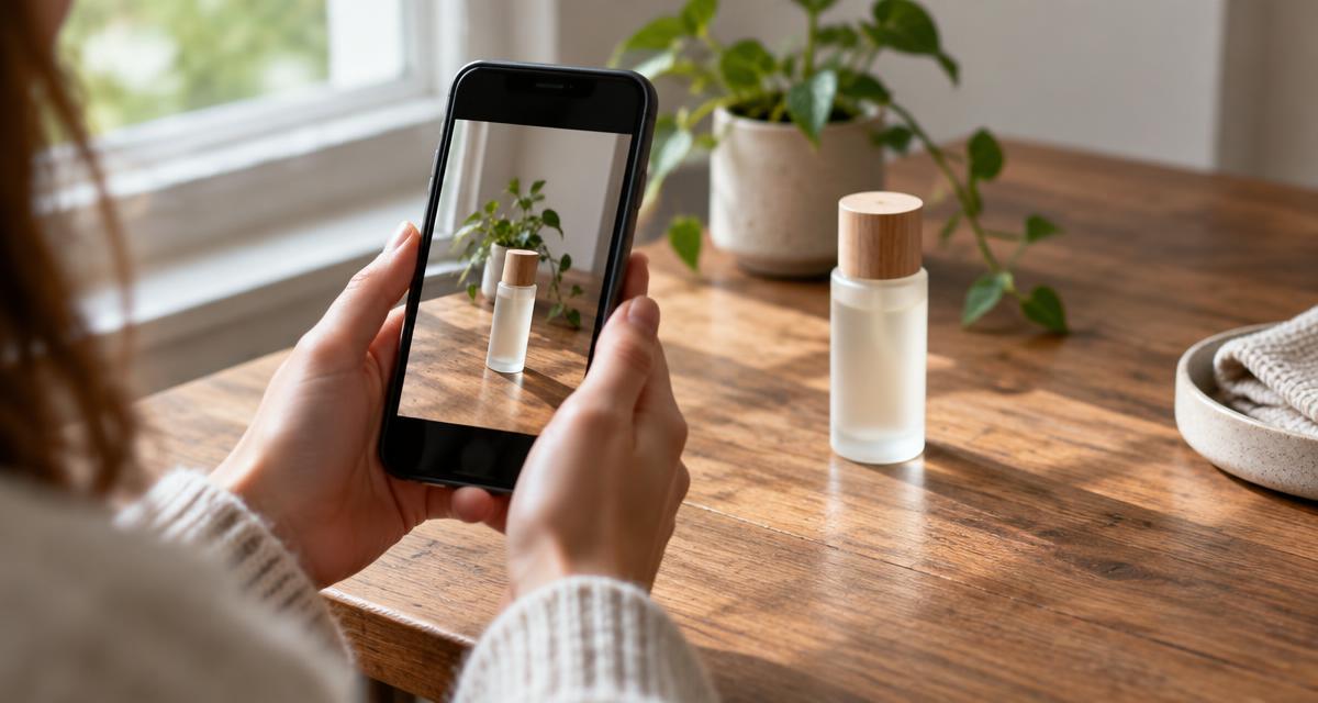 Persona grabando con el móvil un vídeo de producto para venderlo en redes sociales