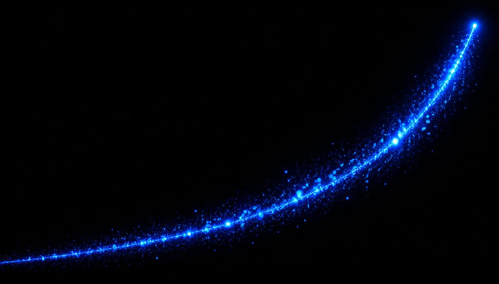 Crecimiento de TikTok Shop España representado con una curva de luz azul sobre fondo negro
