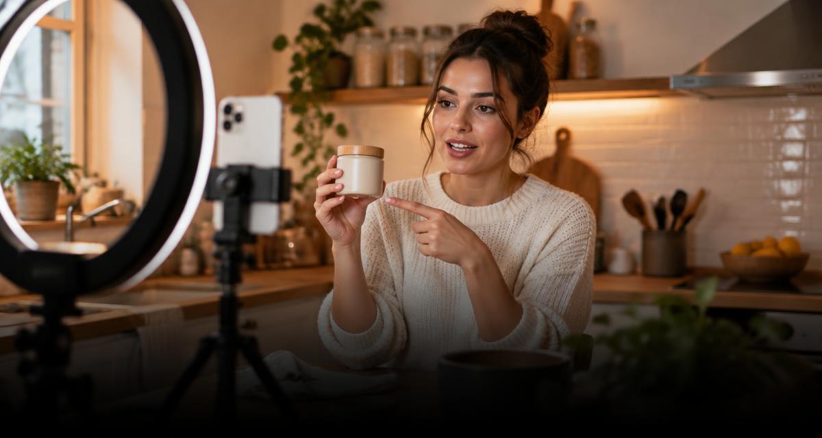 TikTok Shop vs Amazon: creadora mostrando un producto en un vídeo de TikTok Shop